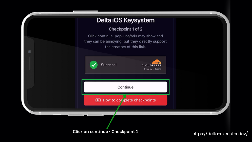 click on continue - checkpoint 1